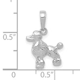 14k White Gold Poodle Dog Pendant Charm, Detailed Animal Jewelry for Women