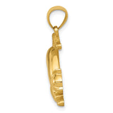 Stretching Cat Charm Pendant in Real 14k Yellow Gold