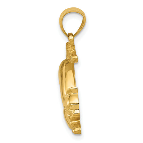 Stretching Cat Charm Pendant in Real 14k Yellow Gold