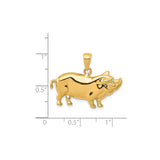 14k Yellow Gold Pig Pendant Charm, Detailed Animal Symbol of Prosperity and Fortune