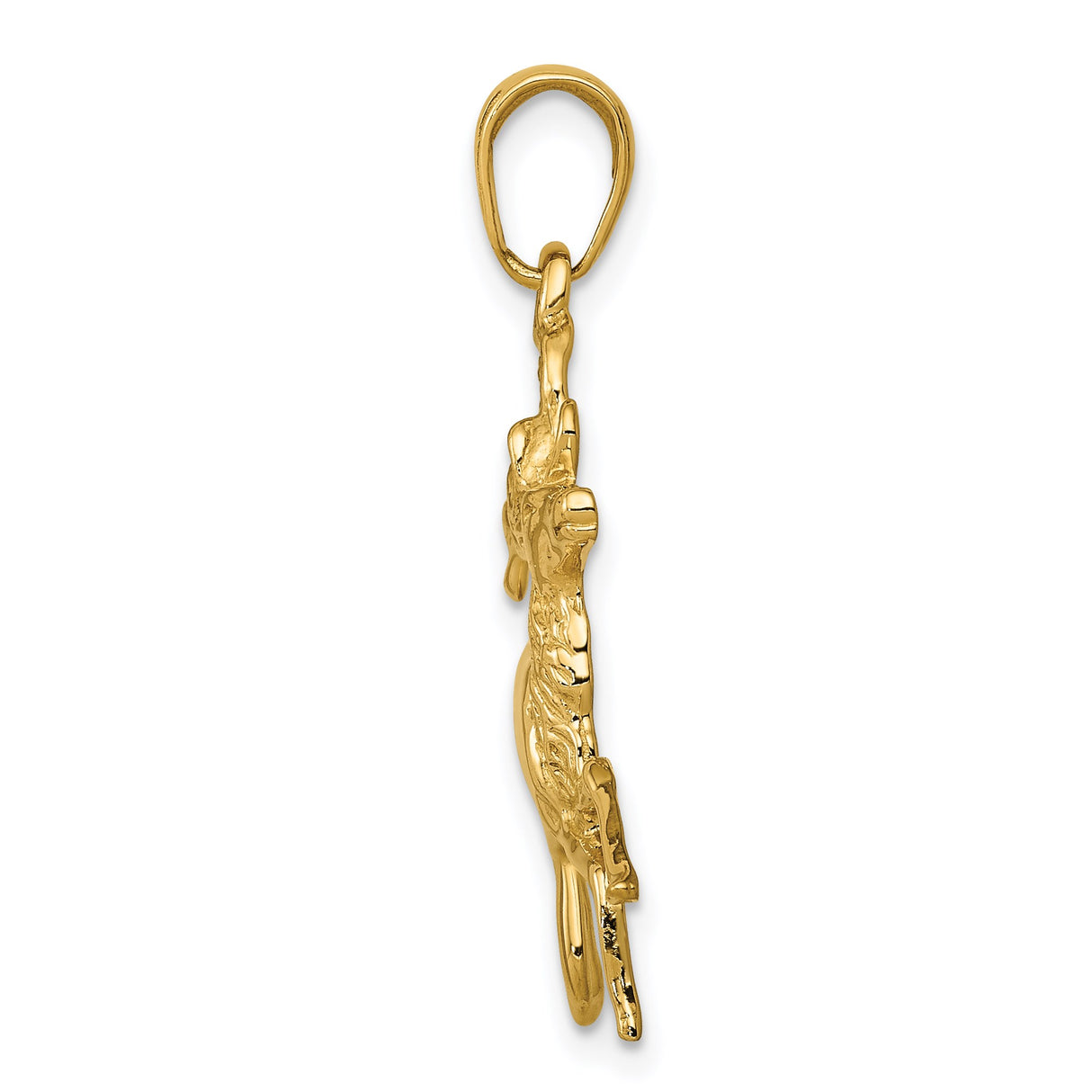 14k Yellow Gold Reindeer Pendant, Detailed Leaping Stag, Nature and Wildlife Theme