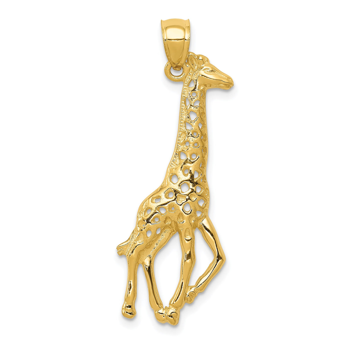 14k Yellow Gold Giraffe Pendant with Openwork Design, Nature Inspired Safari Charm