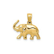 14k Yellow Gold Elephant Pendant with Polished Finish and Raised Trunk Design