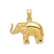 14k Yellow Gold Elephant Pendant, Polished Animal Charm Symbolizing Strength and Good Luck