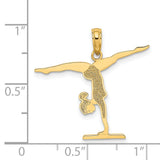 14k Yellow Gold Gymnast Pendant with Female Handstand on Balance Beam Charm