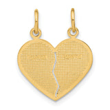 14k Yellow Gold Heart Pendant, Break Apart Mom and Daughter Design, Sentimental Family Jewelry