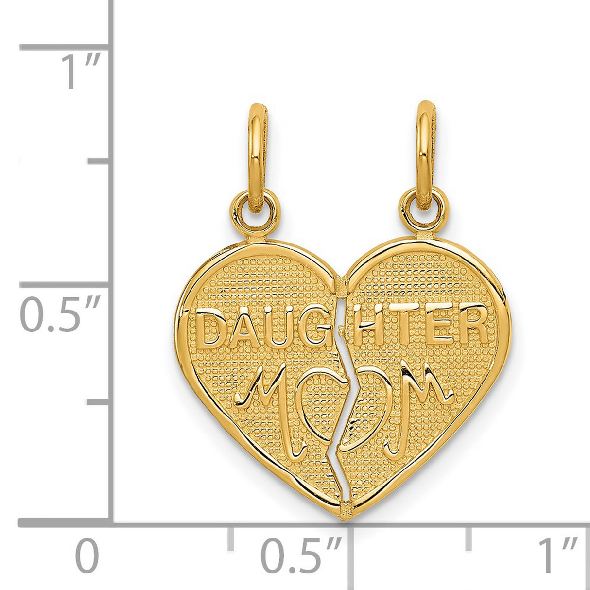 14k Yellow Gold Heart Pendant, Break Apart Mom and Daughter Design, Sentimental Family Jewelry