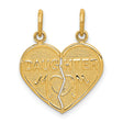 14k Yellow Gold Heart Pendant, Break Apart Mom and Daughter Design, Sentimental Family Jewelry