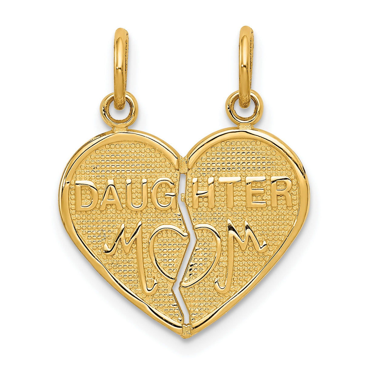 14k Yellow Gold Heart Pendant, Break Apart Mom and Daughter Design, Sentimental Family Jewelry