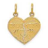 14k Yellow Gold Heart Pendant, Break Apart Mom and Daughter Design, Sentimental Family Jewelry