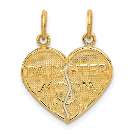 14k Yellow Gold Heart Pendant, Break Apart Mom and Daughter Design, Sentimental Family Jewelry