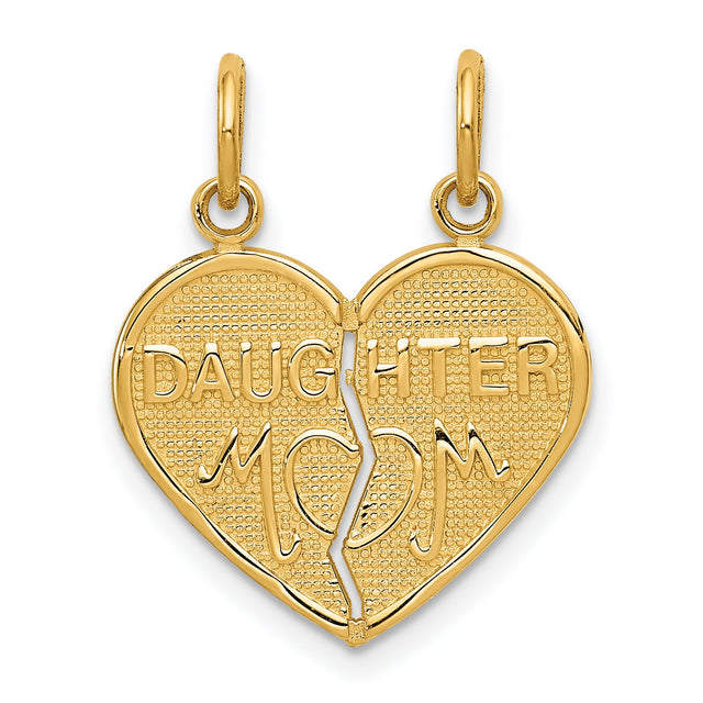 14k Yellow Gold Heart Pendant, Break Apart Mom and Daughter Design, Sentimental Family Jewelry