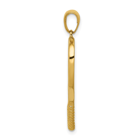 14k Yellow Gold Tennis Racket Pendant Charm, Openwork Sports Theme for Women or Unisex