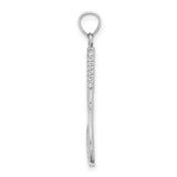 14k White Gold Tennis Racquet Pendant, Athletic Charm with Detailed Strings and Handle