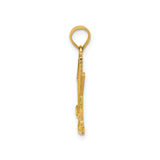 14k Yellow Gold Golf Pendant with Number One and Golf Club Design for Men or Unisex Wear
