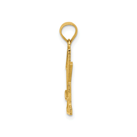 14k Yellow Gold Golf Pendant with Number One and Golf Club Design for Men or Unisex Wear