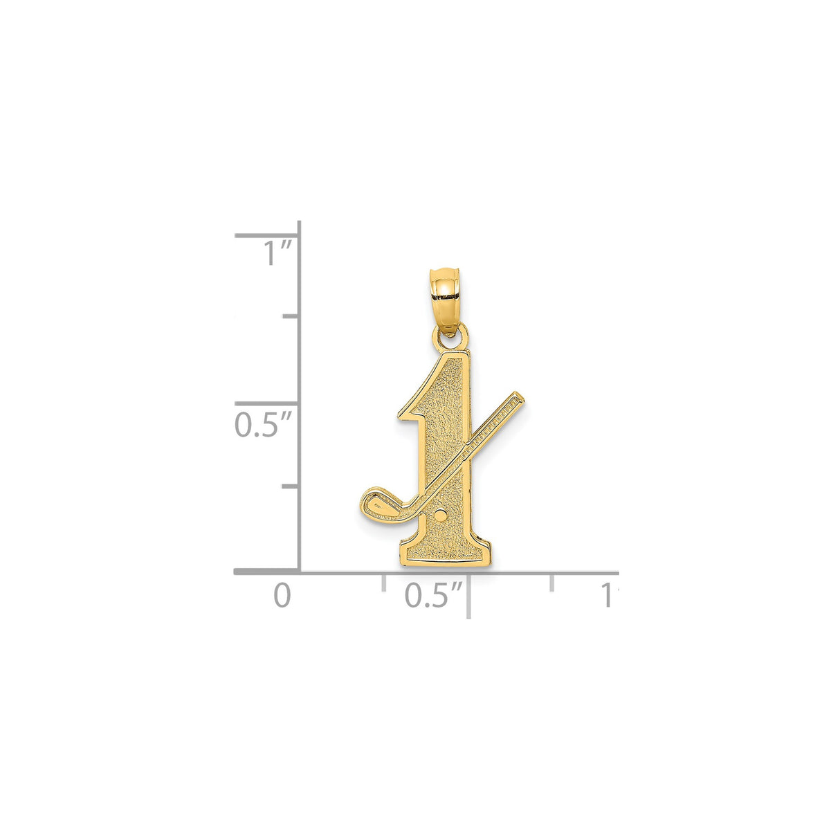 14k Yellow Gold Golf Pendant with Number One and Golf Club Design for Men or Unisex Wear