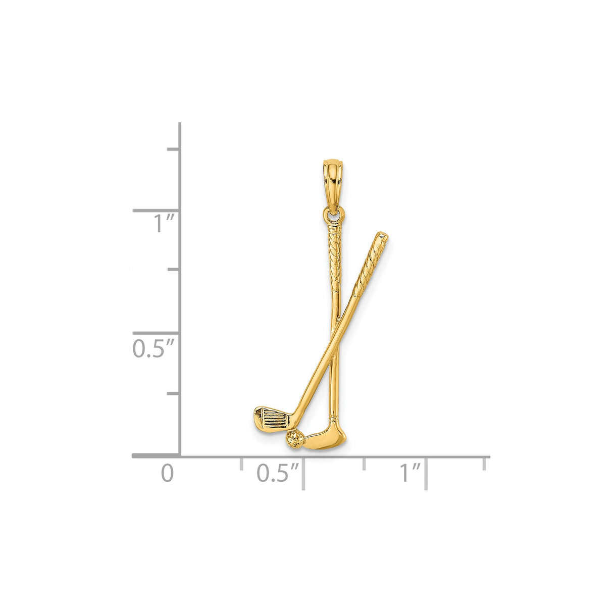 14k Yellow Gold Golf Pendant with Crossed Clubs and Ball, Sports Charm for Men or Women