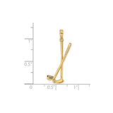14k Yellow Gold Golf Pendant with Crossed Clubs and Ball, Sports Charm for Men or Women