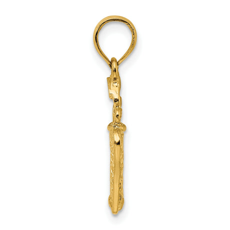 14k Yellow Gold Golfer Pendant with Realistic Mid-Swing Figure, Sports Charm for Men or Unisex Wear