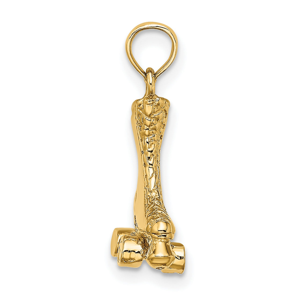 14k Yellow Gold Roller Skate Pendant Charm, Detailed Quad Skate Design, Retro Sports Style
