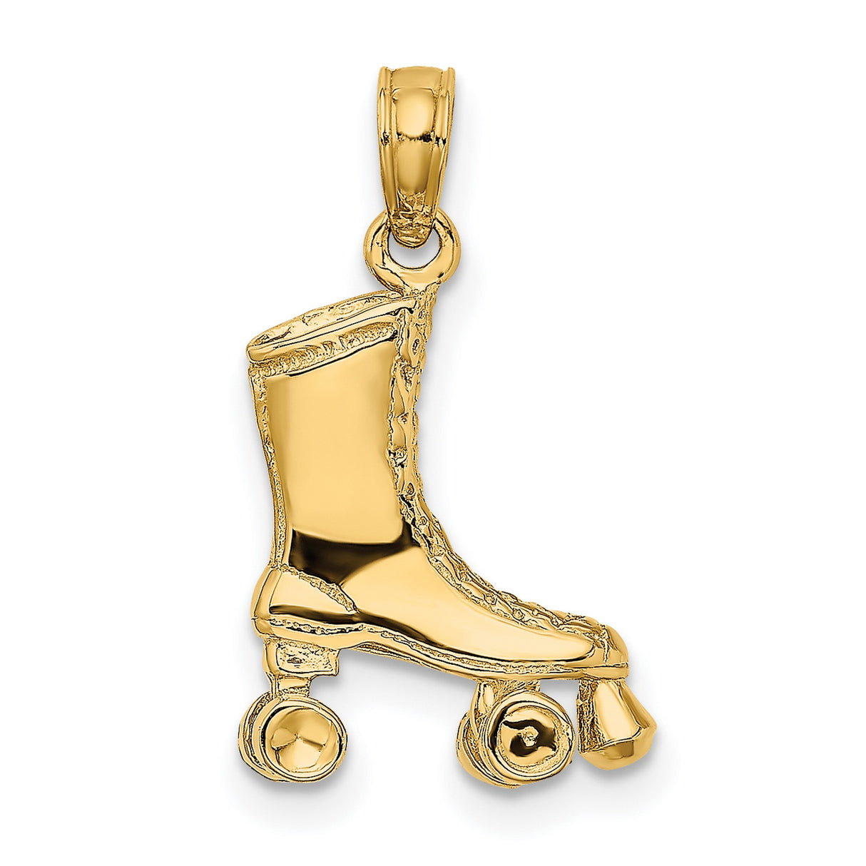 14k Yellow Gold Roller Skate Pendant Charm, Detailed Quad Skate Design, Retro Sports Style