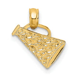 14k Yellow Gold Megaphone Pendant with Scroll Detailing, Cheerleader Spirit Charm