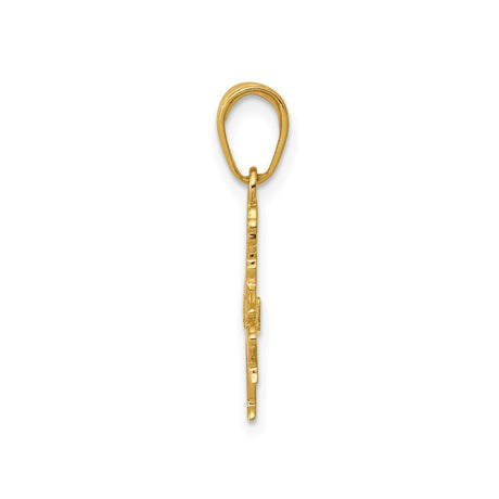 14k Yellow Gold Cheerleader Pendant with Pom-Poms, Sports Charm for Women or Girls