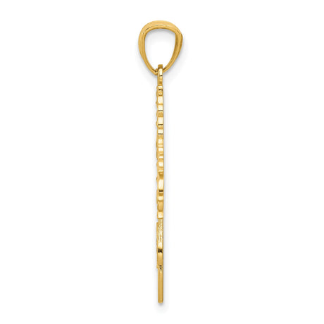 14k Yellow Gold Cheerleader Pendant with Pom Poms, Girl in Uniform Sports Charm