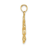 14k Yellow Gold Jumping Cheerleader Pendant with Pom-Poms, Sports Theme Charm for Teen Girls or Women
