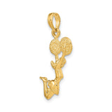 14k Yellow Gold Jumping Cheerleader Pendant with Pom-Poms, Sports Theme Charm for Teen Girls or Women