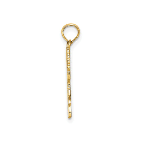 14k Yellow Gold Cheerleader Pendant with Pom-Poms in Mid-Jump, Female Sports Charm