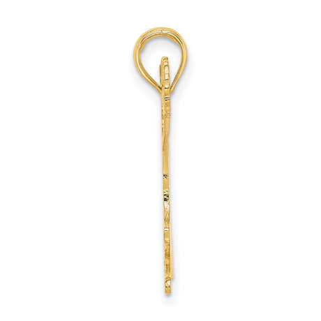 14k Yellow Gold Cheerleader Pendant with Pom-Poms, Split Jump Dance Charm for Girls or Teens