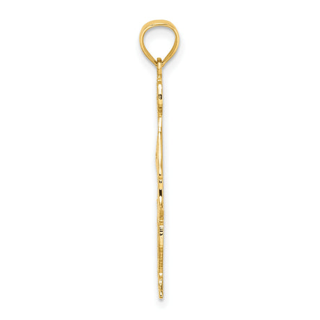 14k Yellow Gold Cheerleader Pendant with Pom-Pom, Female Athlete Charm, Sports Theme Jewelry
