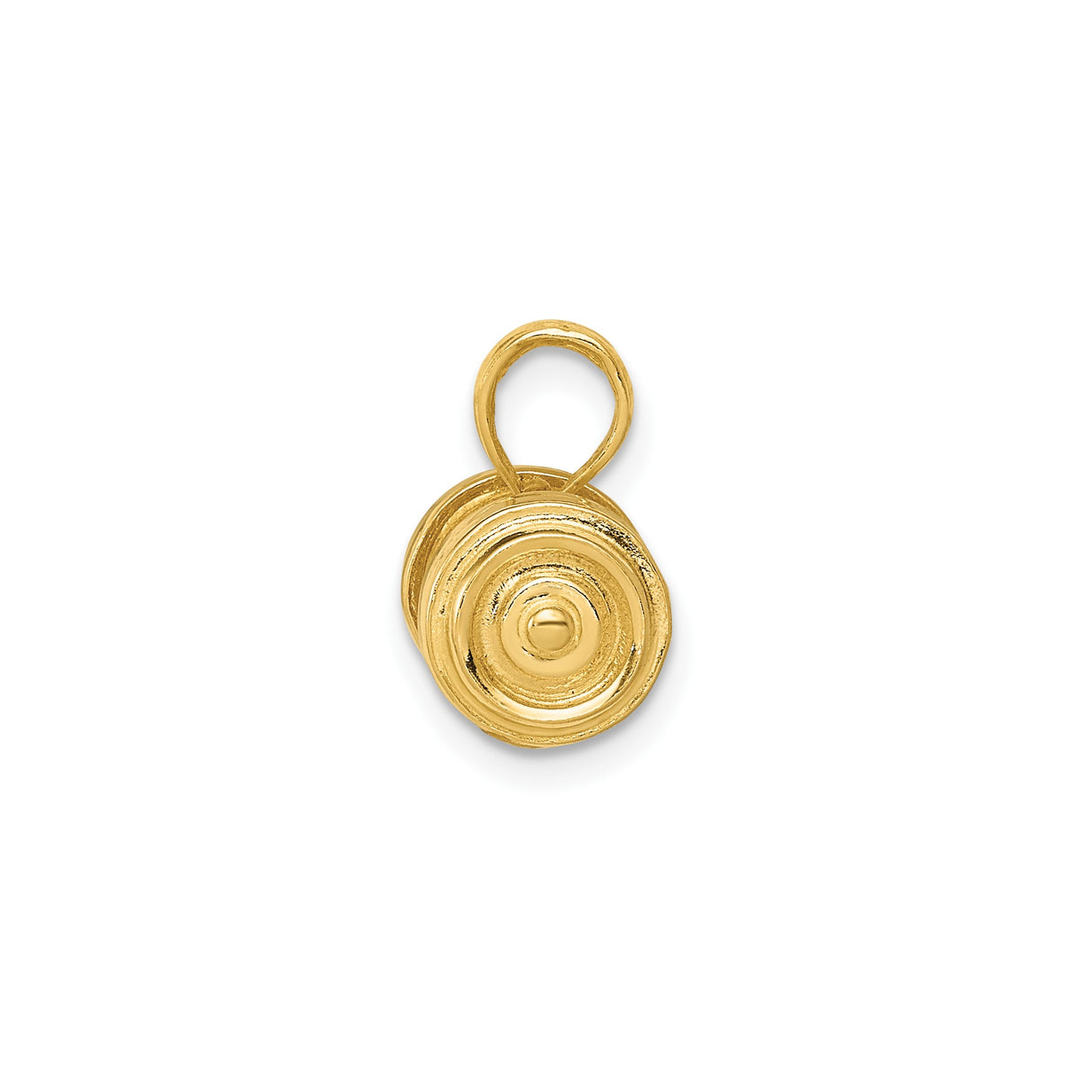 14k Yellow Gold Dumbbell Pendant with Detailed Weightlifting Design, Fitness Jewelry for Men and Women