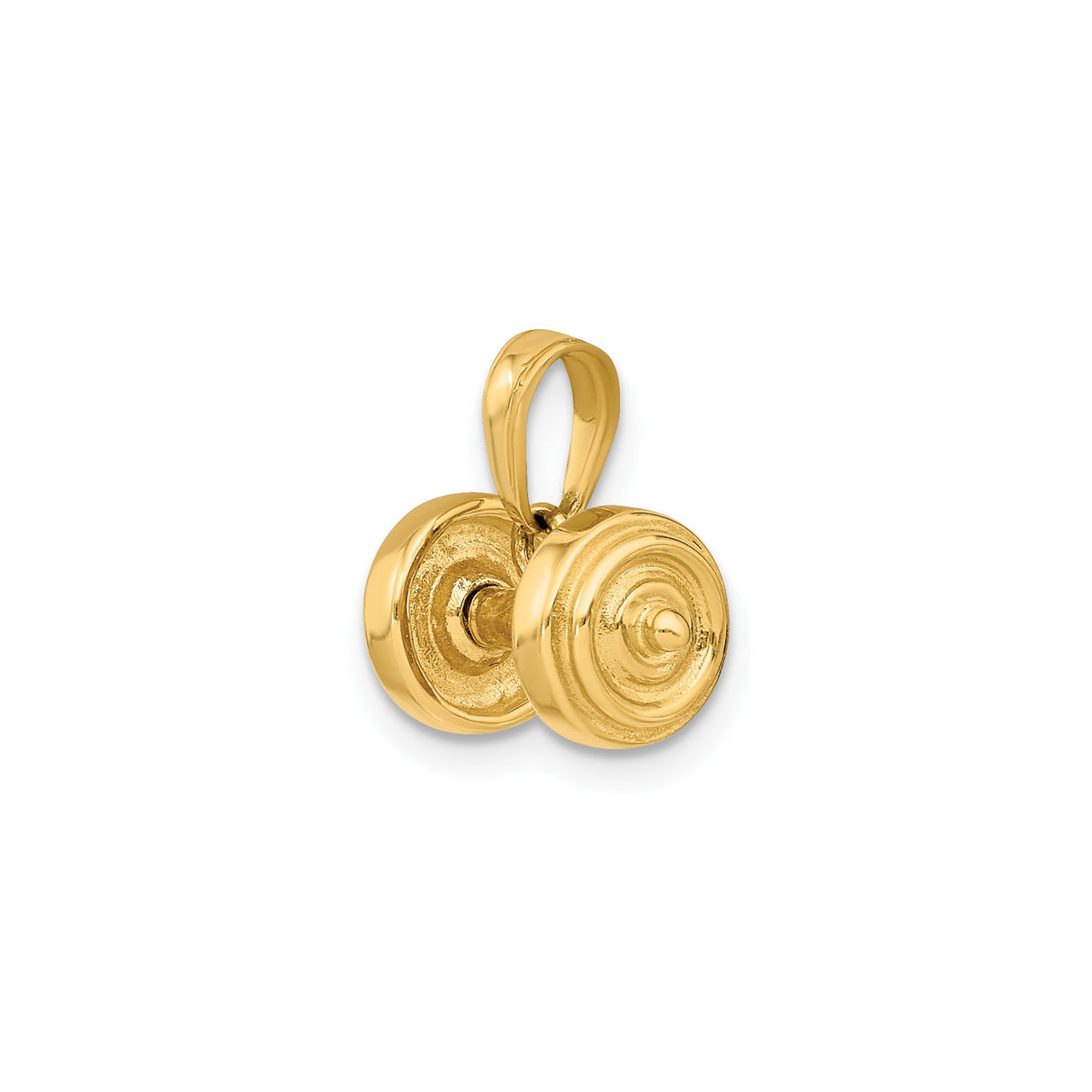 14k Yellow Gold Dumbbell Pendant with Detailed Weightlifting Design, Fitness Jewelry for Men and Women