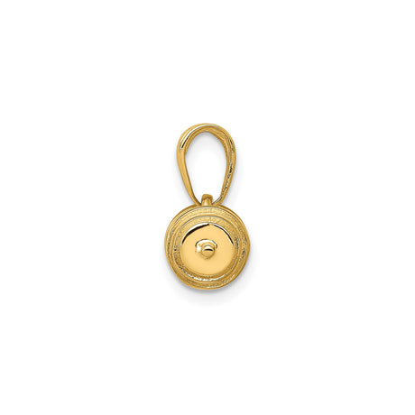 14k Yellow Gold Barbell Pendant, Fitness Weightlifting Charm, Gym Motivation Jewelry for Men or Unisex