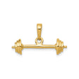 14k Yellow Gold Barbell Pendant, Fitness Weightlifting Charm, Gym Motivation Jewelry for Men or Unisex