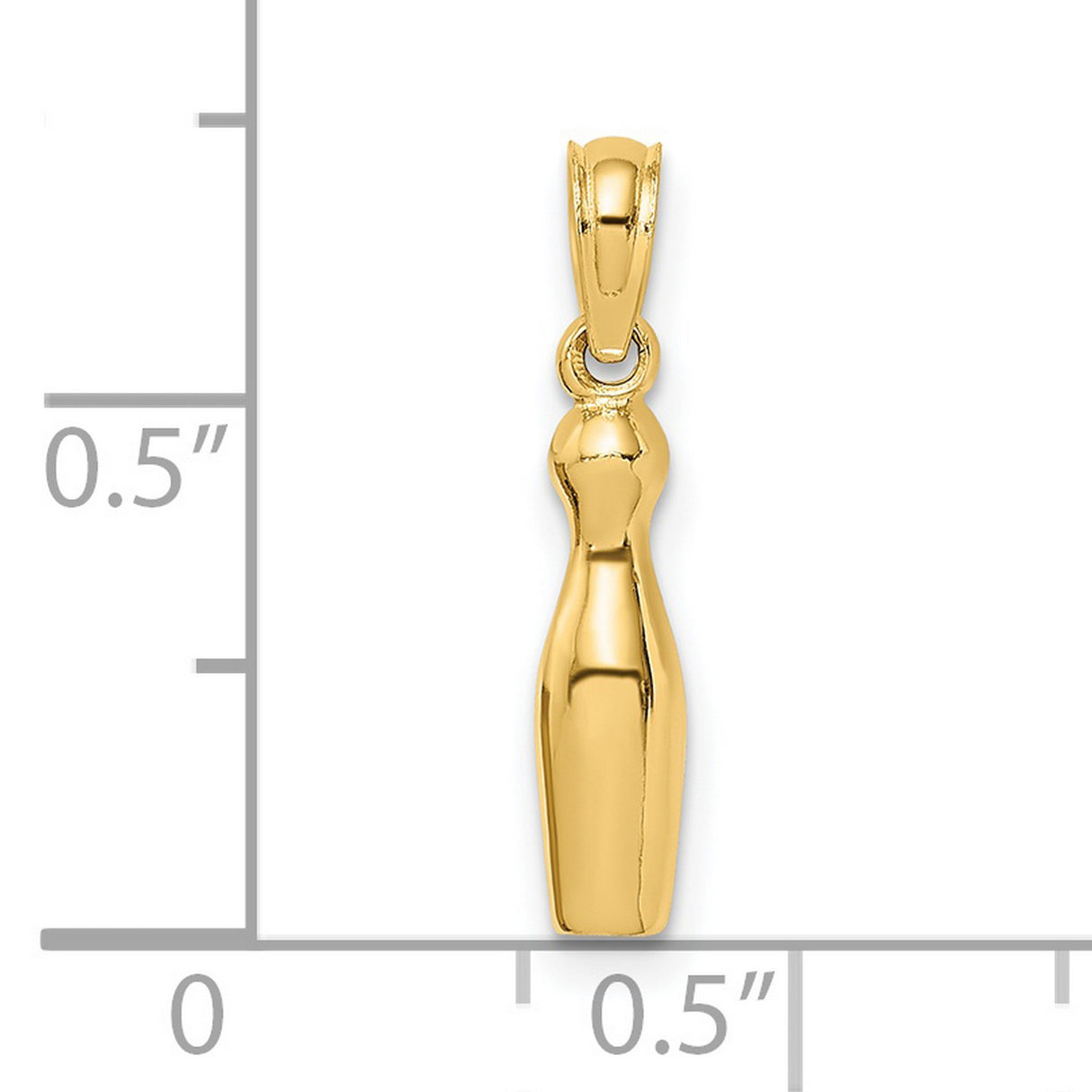 14k Yellow Gold Bowling Pin Pendant, Unisex Sports Charm for Bowlers