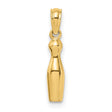 14k Yellow Gold Bowling Pin Pendant, Unisex Sports Charm for Bowlers