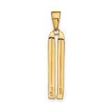 14k Yellow Gold Ski Pendant with Detailed Bindings, Winter Sport Charm for Skiers