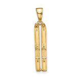 14k Yellow Gold Ski Pendant with Detailed Bindings, Winter Sport Charm for Skiers