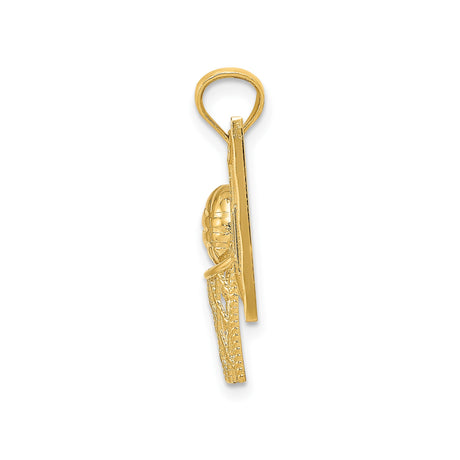 14k Yellow Gold Basketball Hoop Pendant with Backboard Design, Sports Charm for Men or Teens