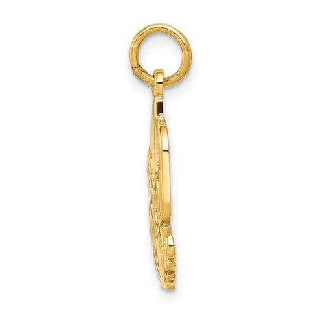 14k Yellow Gold Number One Mom Pendant with Flower Accent Charm for Women