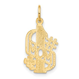 #1 Mom Word And Flower Charm Pendant in Real 14k Yellow Gold