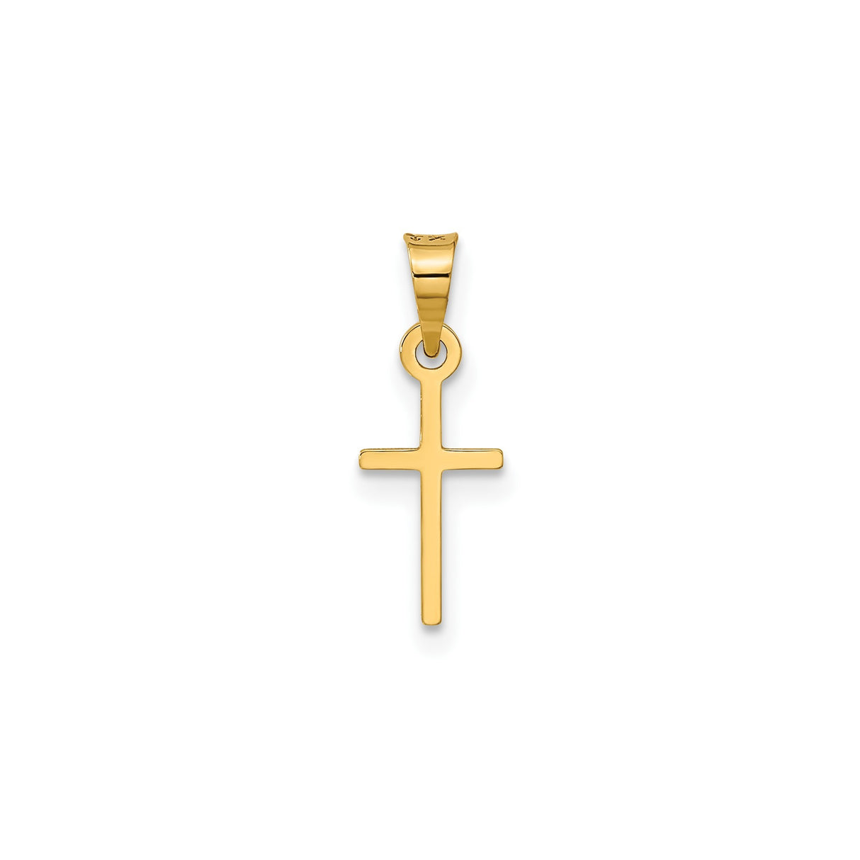 14k Yellow Gold Cross Pendant, Sleek Latin Faith Symbol for Men and Women