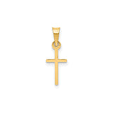 14k Yellow Gold Cross Pendant, Sleek Latin Faith Symbol for Men and Women