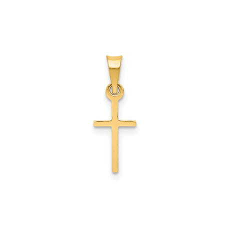 14k Yellow Gold Cross Pendant, Sleek Latin Faith Symbol for Men and Women
