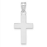 14k White Gold Cross Pendant, Mirror Finish, Sleek Modern Religious Charm for Men and Women