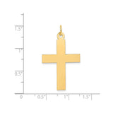 14k Yellow Gold Cross Pendant with Polished Mirror Finish, Classic Latin Design for Men and Women